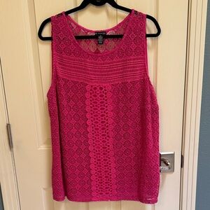 New Directions Fuchsia Lace Tank Top